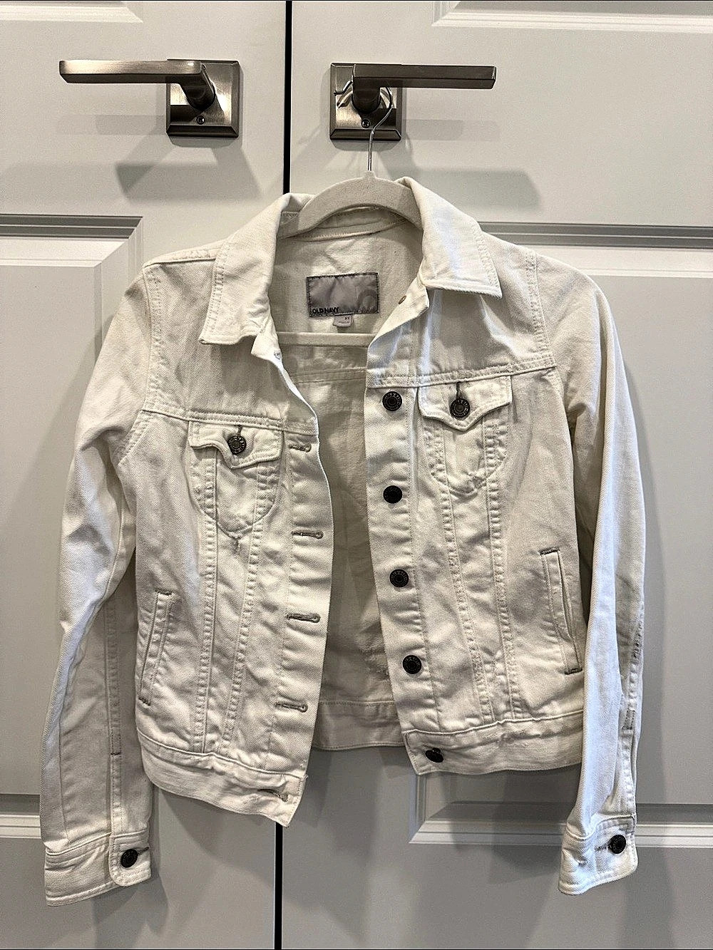 Old Navy Classic White Jean Jacket White Size Small